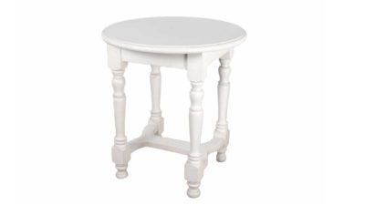 taula rodona de fusta blanca