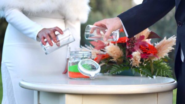 ramalaire wedding planner detalls de casament venda de productes, cerimonia de la sorra verd i taronja