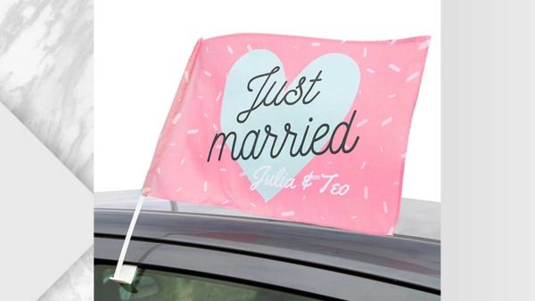 ramalaire wedding planner servei de casament venda de productes banderola per el cotxe decoracio just married